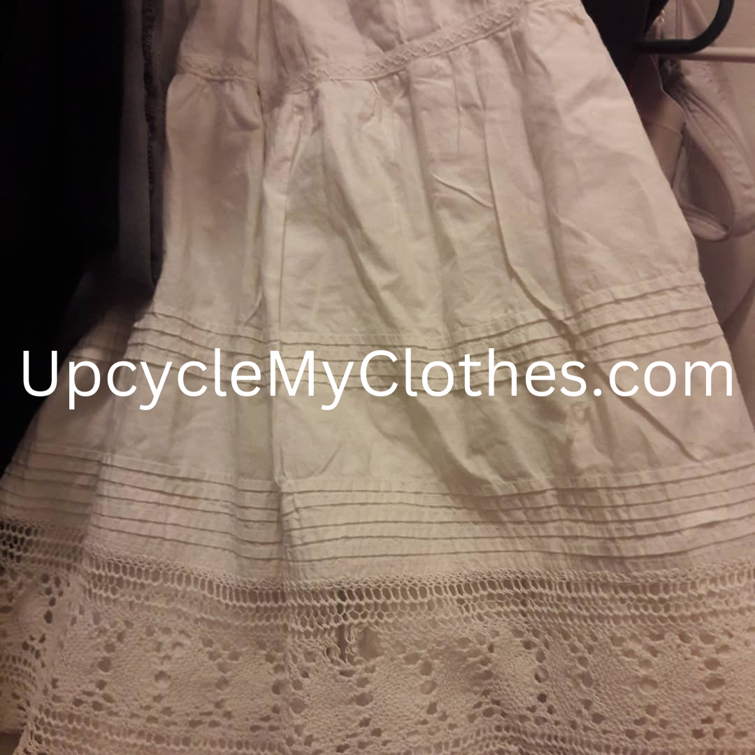 A 1910's era petticoat with pin tucks and handknit lace is a perfect foundation for learning how to upcycle your clothes